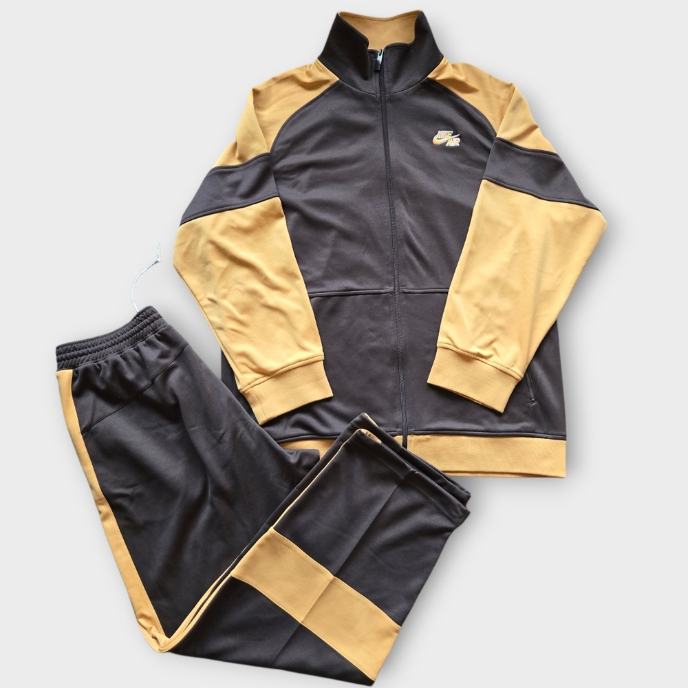 Men's Nike Air Tracksuit, Size: XL, Brown and Yellow Y2K Hip-Hop Style